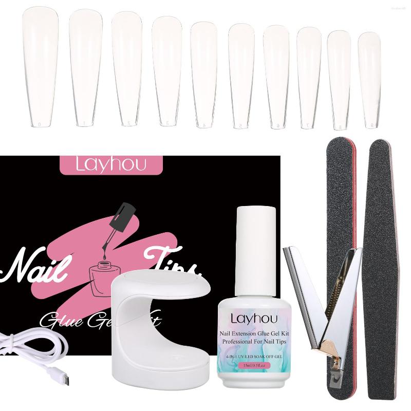 Nail Art Kits Manicure Gel Polish Set UV LED Extension Kit False Tips Clip File For Home Use