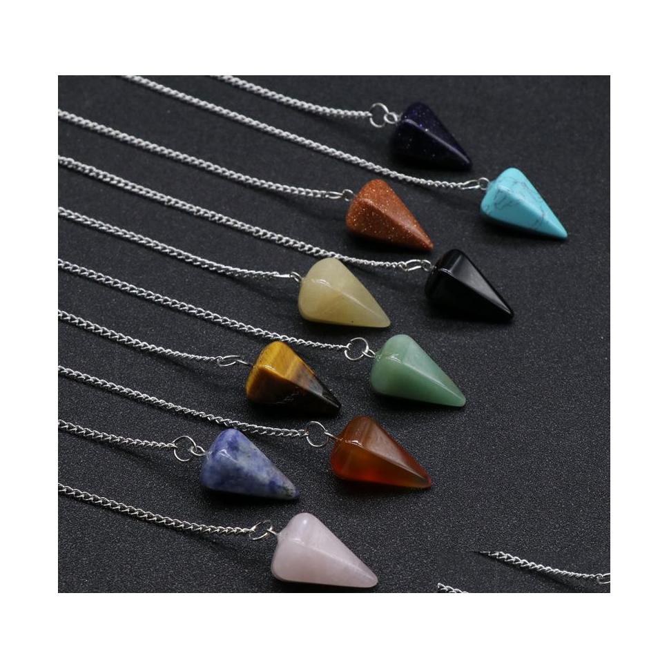 Charms Natural Stone Pendum Pink Quartz Agates Tiger Eye Healing Crystal Pendant Amet Divination Dowsing Drop Delivery Jewelry Findi Dhxbs
Charms Natural Stone Pendum Pink Quartz Agates Tiger Eye Healing Crystal Pendant Amet Divination Dowsing Drop Delivery Jewelry Findi Dhxbs