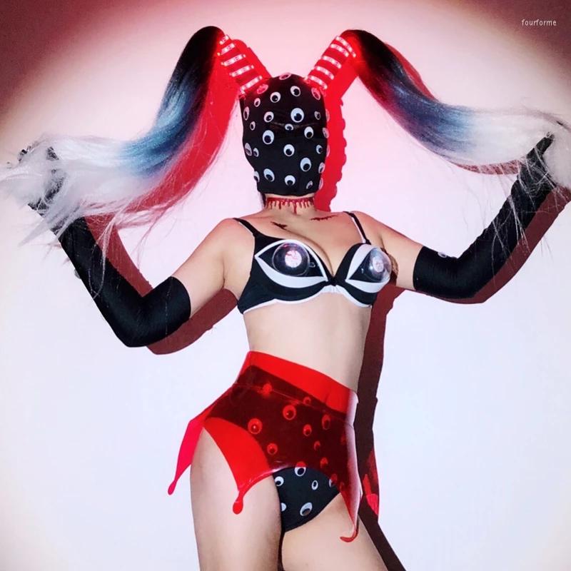 Stage Wear Club Led Full Eyes Headgwear Bikini Gradient Wig Nightclub Party Outfits Singer Women Gogo Cloth, Black
Stage Wear Club Led Full Eyes Headgwear Bikini Gradient Wig Nightclub Party Outfits Singer Women Gogo Cloth, Black