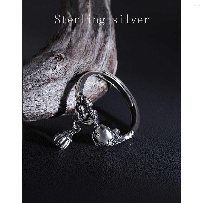 Cluster Rings Creative 925 Sterling Silver Women's Ring Vintage Goldfish Koi Adjusters Sizers Punk Couple Jewelry Fine
Cluster Rings Creative 925 Sterling Silver Women's Ring Vintage Goldfish Koi Adjusters Sizers Punk Couple Jewelry Fine