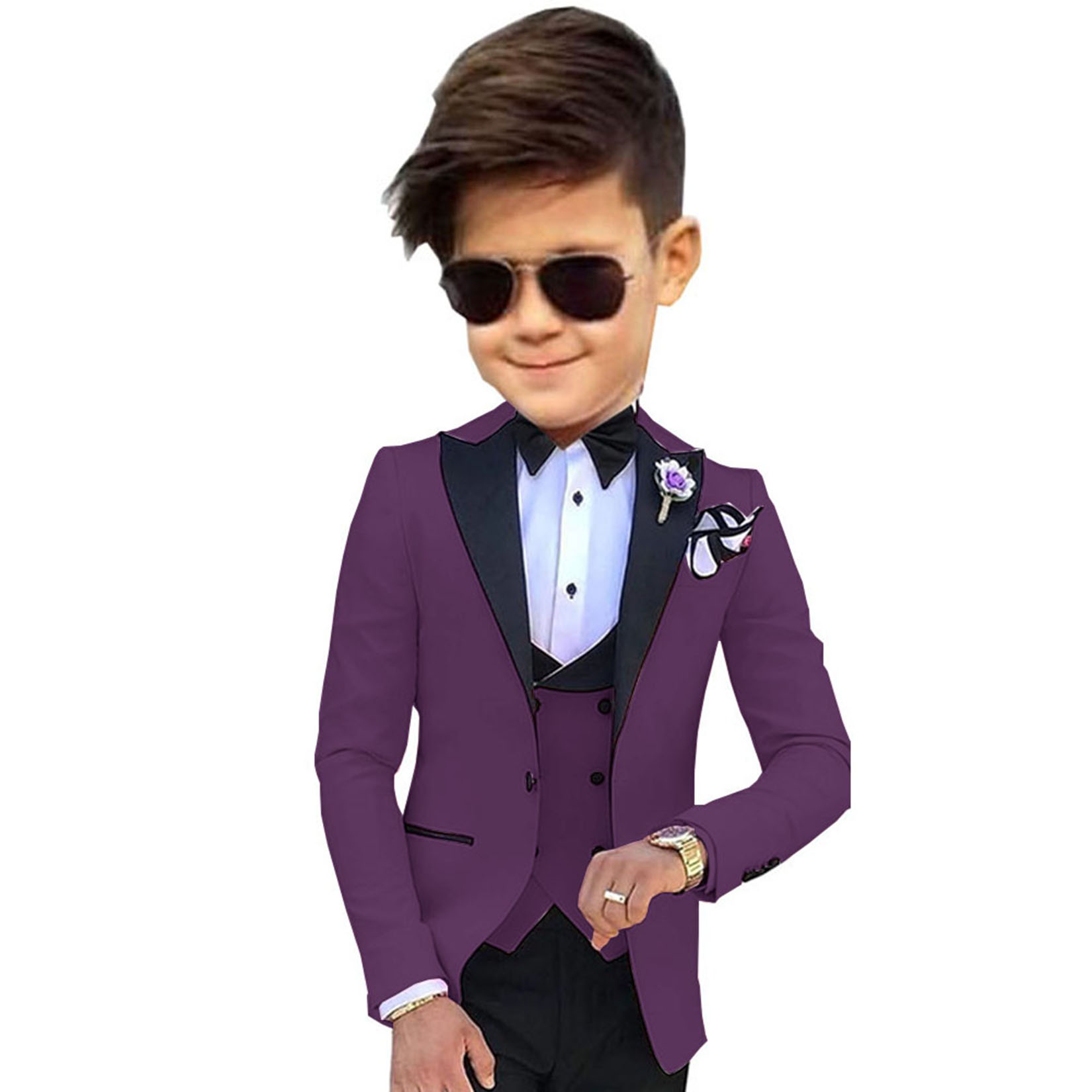 Formal Boys Suit Wedding Kids Tuxedo 3 Piece Jacket Pants Vest Set Child Blazer Custom Children Suits for 3-16 Years