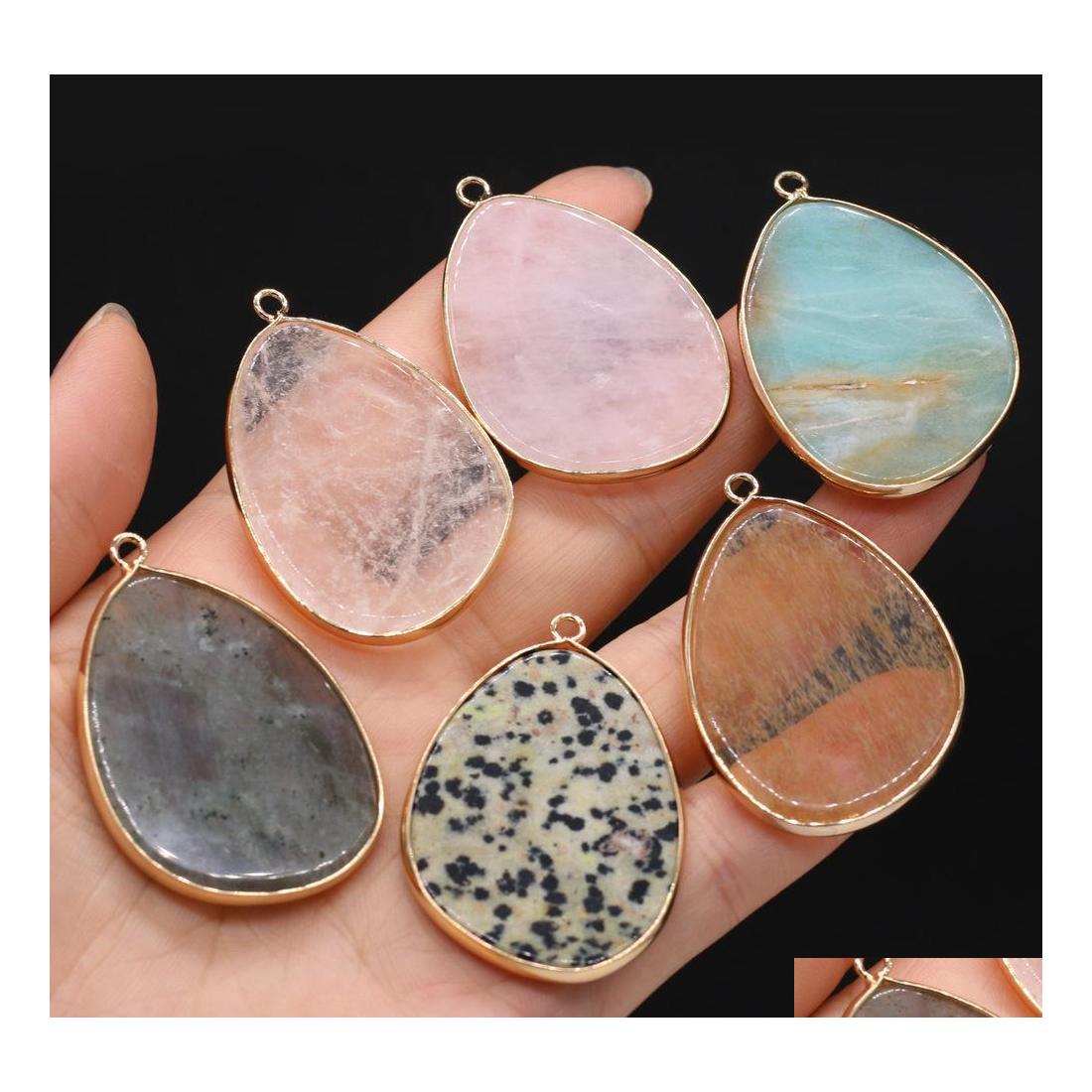 Charms Flat Water Drop Healing Labradorite Semiprecious Amazonite Stone Rose Quartz Crystal Pendant Diy Necklace Women Yzedibleshop Dhjht 
Charms Flat Water Drop Healing Labradorite Semiprecious Amazonite Stone Rose Quartz Crystal Pendant Diy Necklace Women Yzedibleshop Dhjht