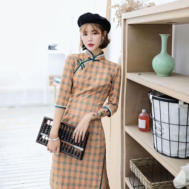 Ethnic Clothing Fashion Oriental Style Plaid Retro Cheongsam China Dresses Qi Pao Women Chinese Traditional Orientale Daily Dress Qipao
Ethnic Clothing Fashion Oriental Style Plaid Retro Cheongsam China Dresses Qi Pao Women Chinese Traditional Orientale Daily Dress Qipao