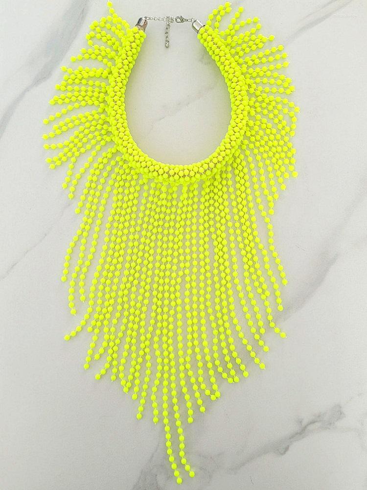 Chains CHIC Women Necklaces Handmade Neon Yellow Beads Long Tassels Summer Bohemia Statement Trendy Unique Holiday Lady Chokers
Chains CHIC Women Necklaces Handmade Neon Yellow Beads Long Tassels Summer Bohemia Statement Trendy Unique Holiday Lady Chokers
