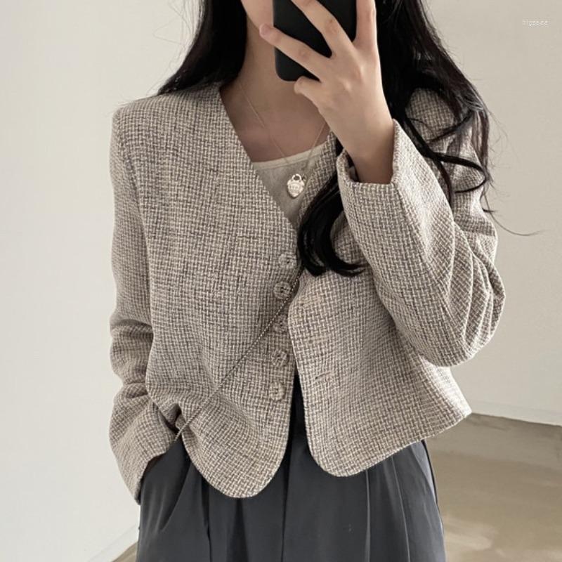 Women's Jackets Autumn V Neck Blazers Suit Retro Cropped Tweed Jacket Women Clothing Woolen Chaqueta Mujer Short Coat Jaqueta Single, Light grey
Women's Jackets Autumn V Neck Blazers Suit Retro Cropped Tweed Jacket Women Clothing Woolen Chaqueta Mujer Short Coat Jaqueta Single, Light grey