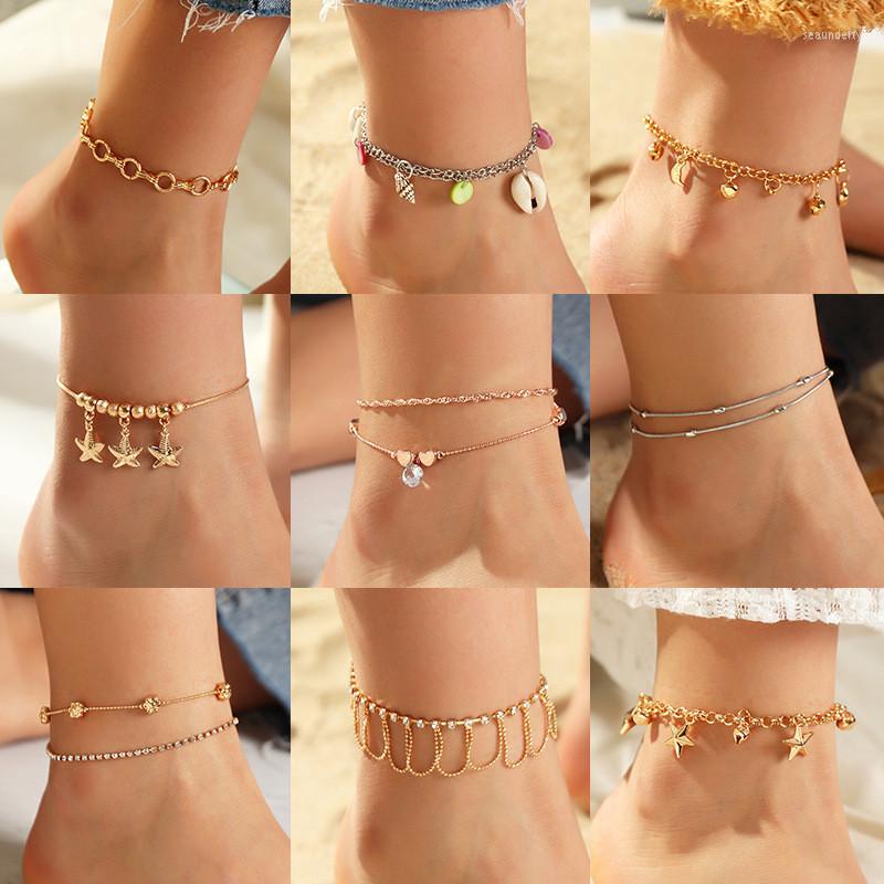 Anklets HI MAN Punk Zircon Star Moon Shell Heart Flower Small Round Bead Anklet Women Variety Leisure Beach Travel Accessories
Anklets HI MAN Punk Zircon Star Moon Shell Heart Flower Small Round Bead Anklet Women Variety Leisure Beach Travel Accessories