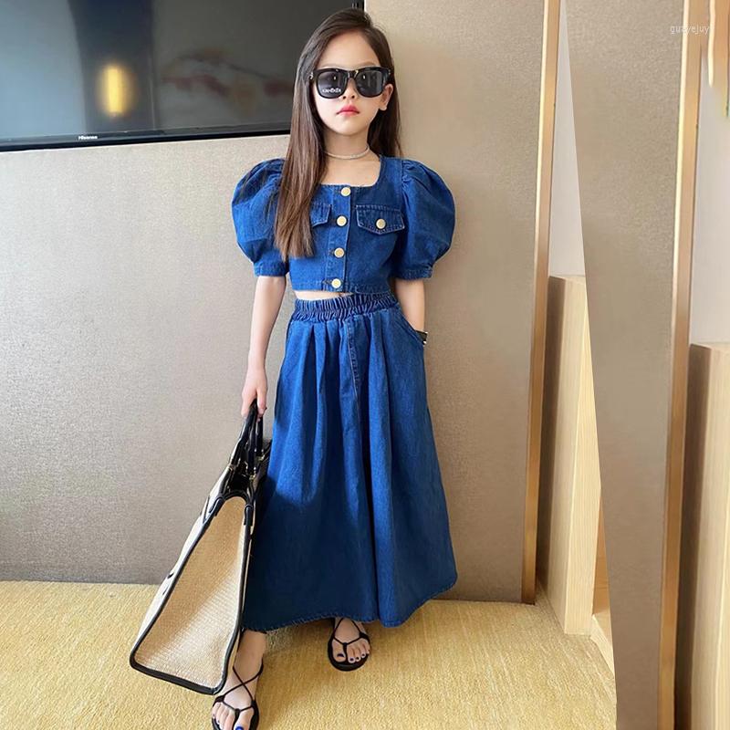 Clothing Sets Summer Girls 2 Pcs Set Toddler Short Jacket Skirt Kids Denim Suits For Baby Children Clothes Puff Sleeve Wide Leg Cotton 4-13Y, Blue set
Clothing Sets Summer Girls 2 Pcs Set Toddler Short Jacket Skirt Kids Denim Suits For Baby Children Clothes Puff Sleeve Wide Leg Cotton 4-13Y, Blue set