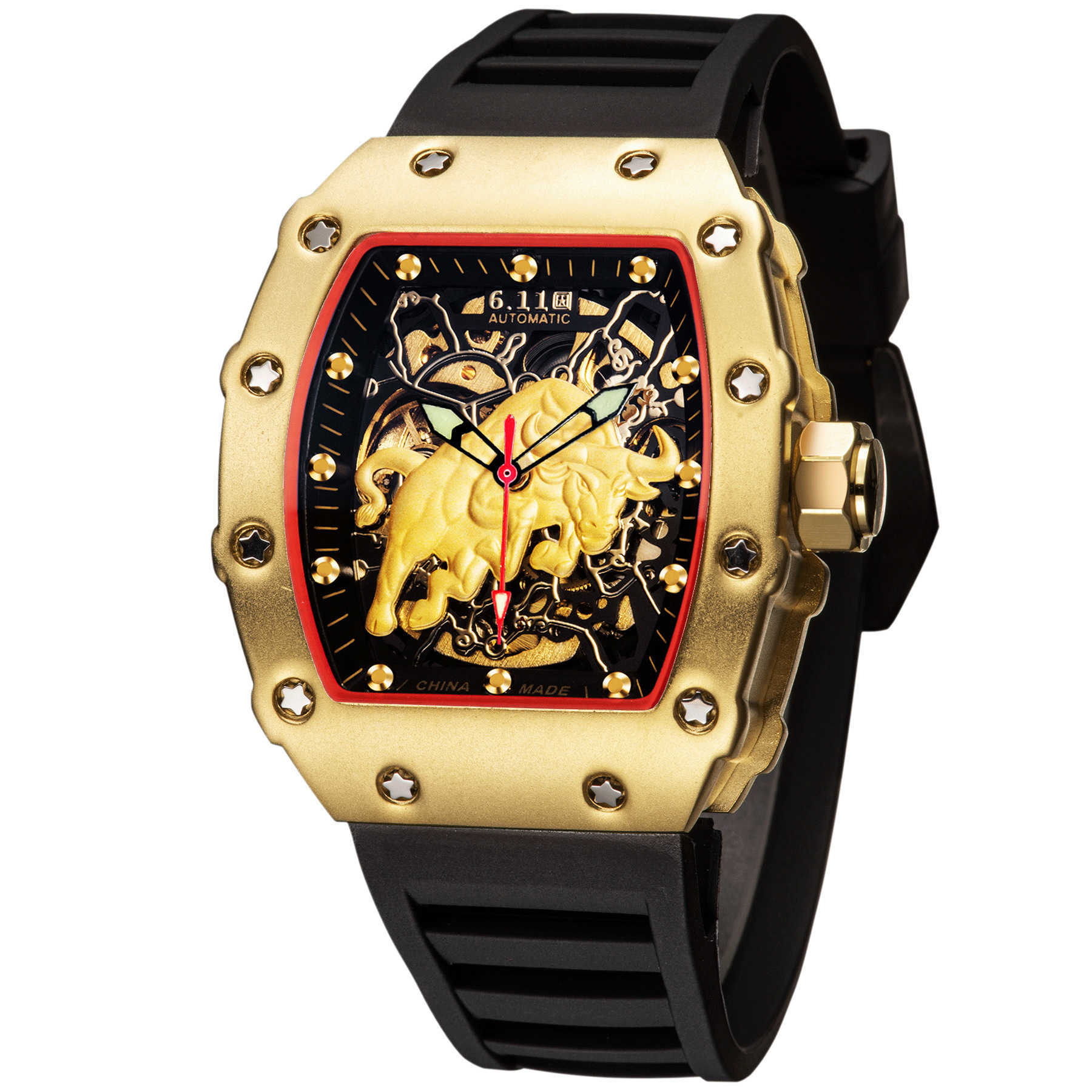 Wrist watch Wang same silicone tape transparent bottom automatic mechanical men's wine bucket fashion
Wrist watch Wang same silicone tape transparent bottom automatic mechanical men's wine bucket fashion