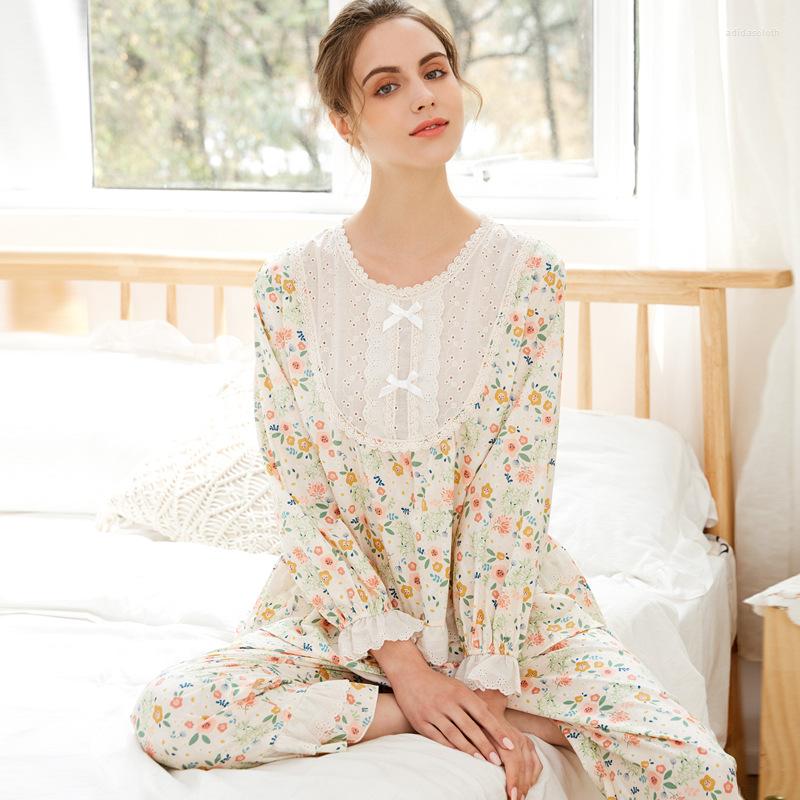 Women's Sleepwear Pastoral Floral Pajamas For Women Korean Style Cotton Long Sleeve Pajama Set 2 Pieces Pijama Princess Drop, Yellow
Women's Sleepwear Pastoral Floral Pajamas For Women Korean Style Cotton Long Sleeve Pajama Set 2 Pieces Pijama Princess Drop, Yellow