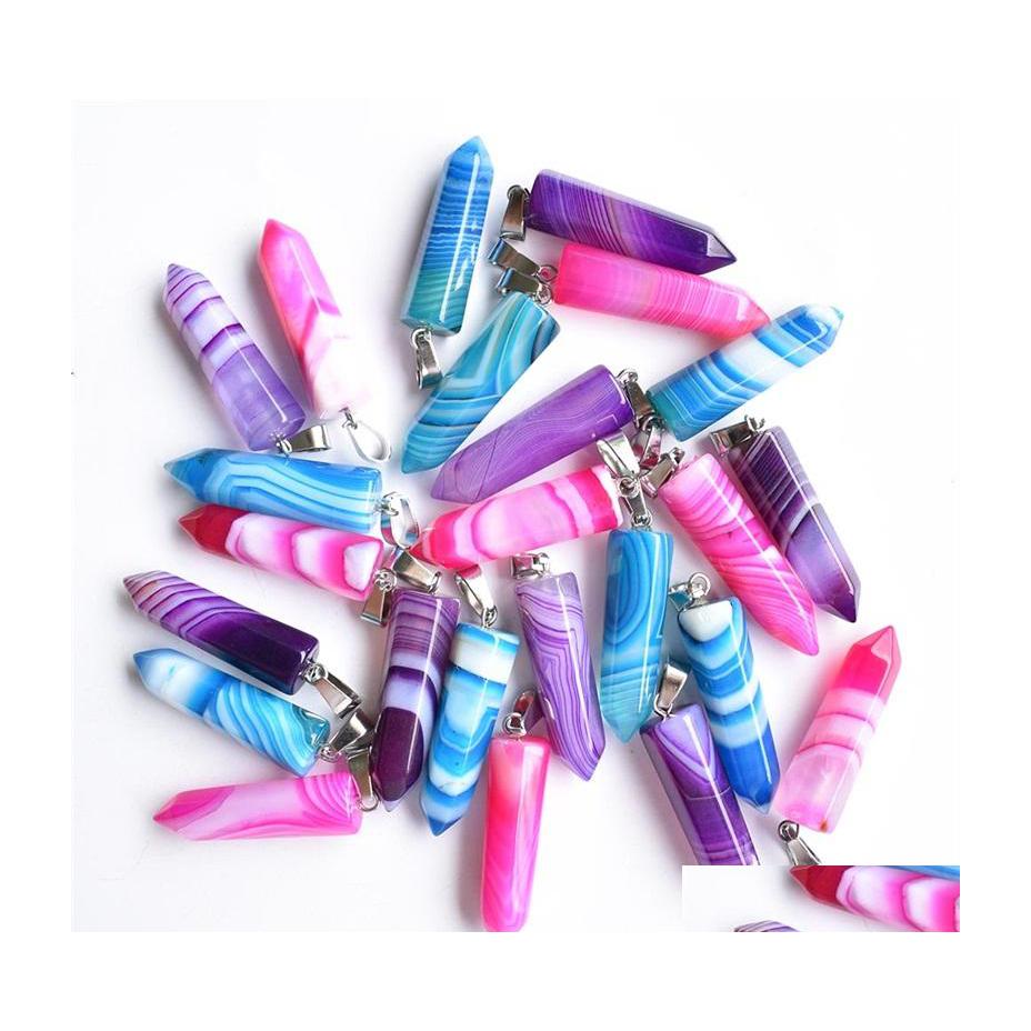 Charms Natural Stone Stripe Agates Pillar Pendants Fashion Healing Crystal Pendum Necklace Making Accesso Dhseller2010 Drop Delivery Dh4B0
Charms Natural Stone Stripe Agates Pillar Pendants Fashion Healing Crystal Pendum Necklace Making Accesso Dhseller2010 Drop Delivery Dh4B0
