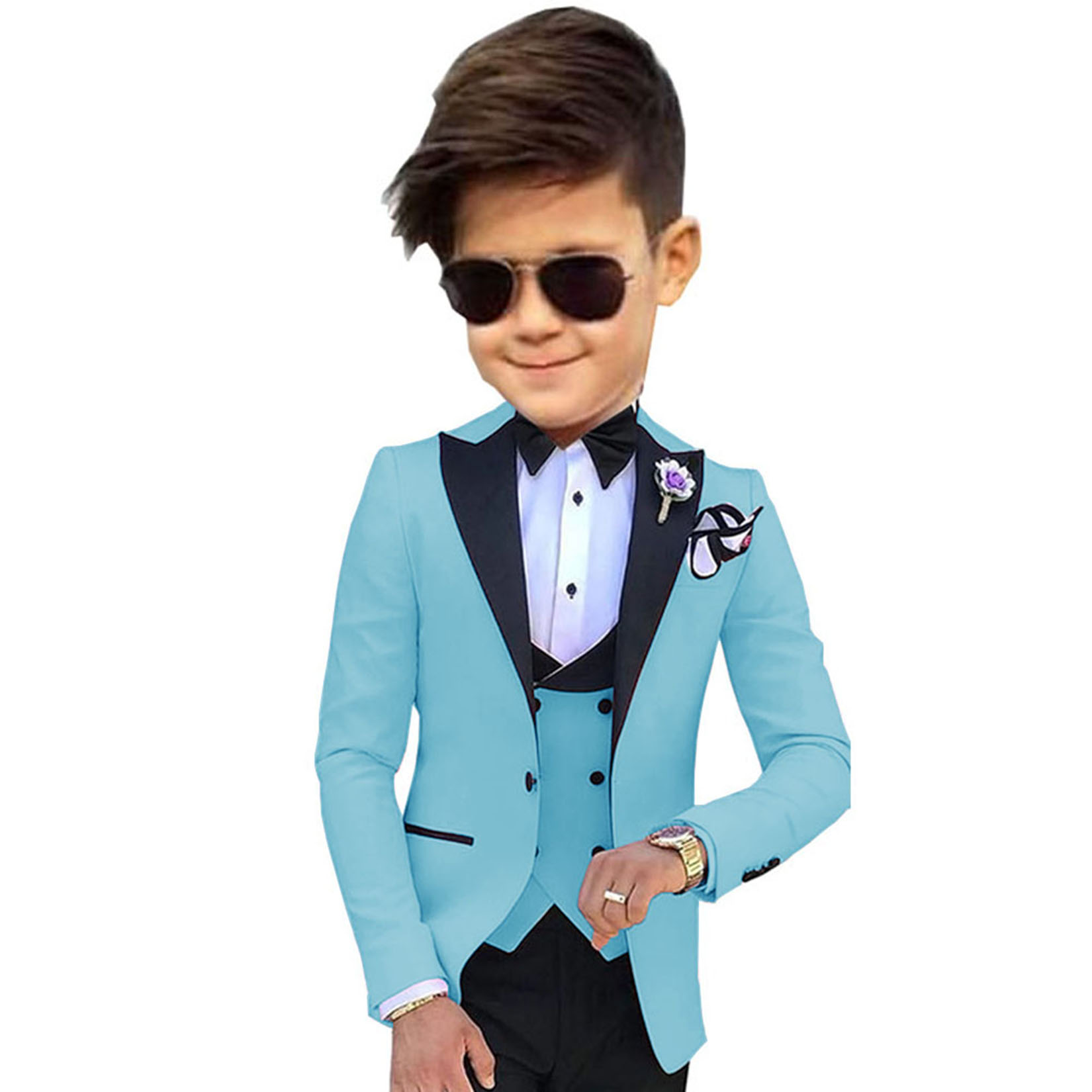 Formal Boys Suit Wedding Kids Tuxedo 3 Piece Jacket Pants Vest Set Child Blazer Custom Children Suits for 3-16 Years