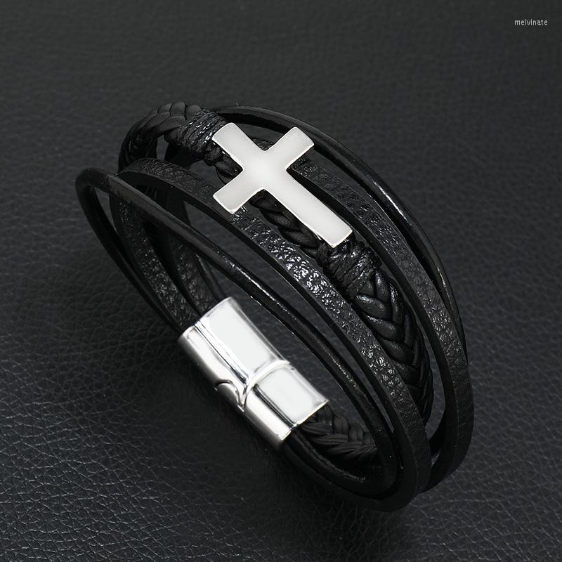 Charm Bracelets 2023 Alloy Bracelet For Man Cross Magnet Clasp Multi-Layer Simple Woven Leather Jewelry Birthday Party Christmas Gift
Charm Bracelets 2023 Alloy Bracelet For Man Cross Magnet Clasp Multi-Layer Simple Woven Leather Jewelry Birthday Party Christmas Gift