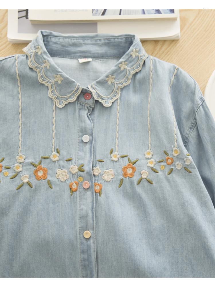 Women's Blouses Lamtrip Soft Denim Shirt Flowers Vine Embroidery Romantic Blouse Mori Girl 2023 Winter, Blue
Women's Blouses Lamtrip Soft Denim Shirt Flowers Vine Embroidery Romantic Blouse Mori Girl 2023 Winter, Blue