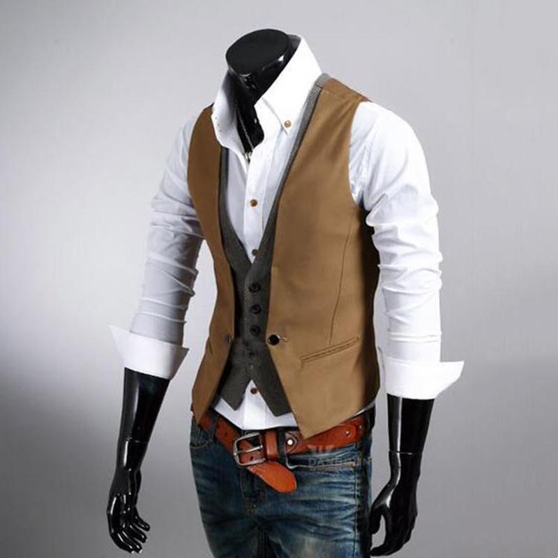 Men's Vests Business and Leisure Men's Double Breasted Waistcoat Dress Vest Meeting Party Wedding Formal Sleeveless Jacket 230217