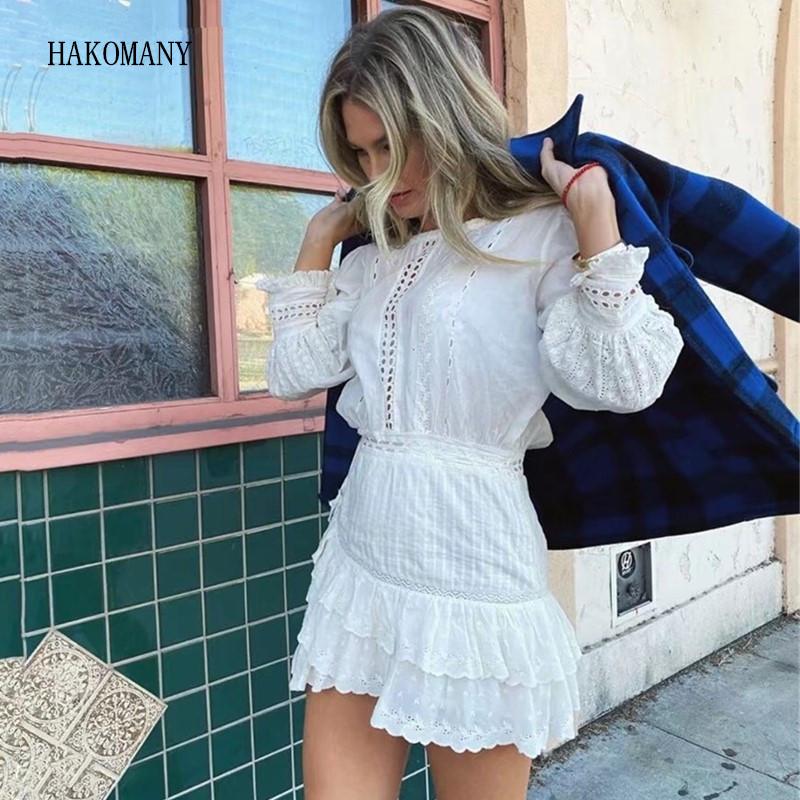 Casual Dresses 2023 Autumn Hollow Out Hole Spiced Lace Ruffles Hem Long Sleeve Short Dress White Women Slim Waist Fishtail
Casual Dresses 2023 Autumn Hollow Out Hole Spiced Lace Ruffles Hem Long Sleeve Short Dress White Women Slim Waist Fishtail