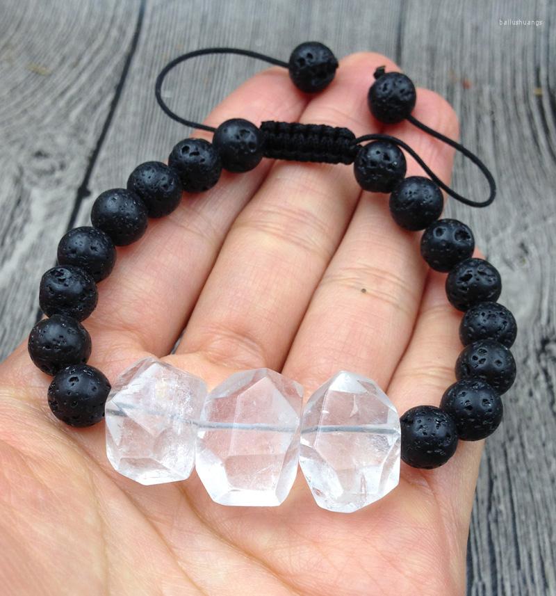 Strand YA2861 Natural Clear Quartz Faceted Chunky Stone Black 8mm Lava Beads Knot Adjustable Bracelet
Strand YA2861 Natural Clear Quartz Faceted Chunky Stone Black 8mm Lava Beads Knot Adjustable Bracelet