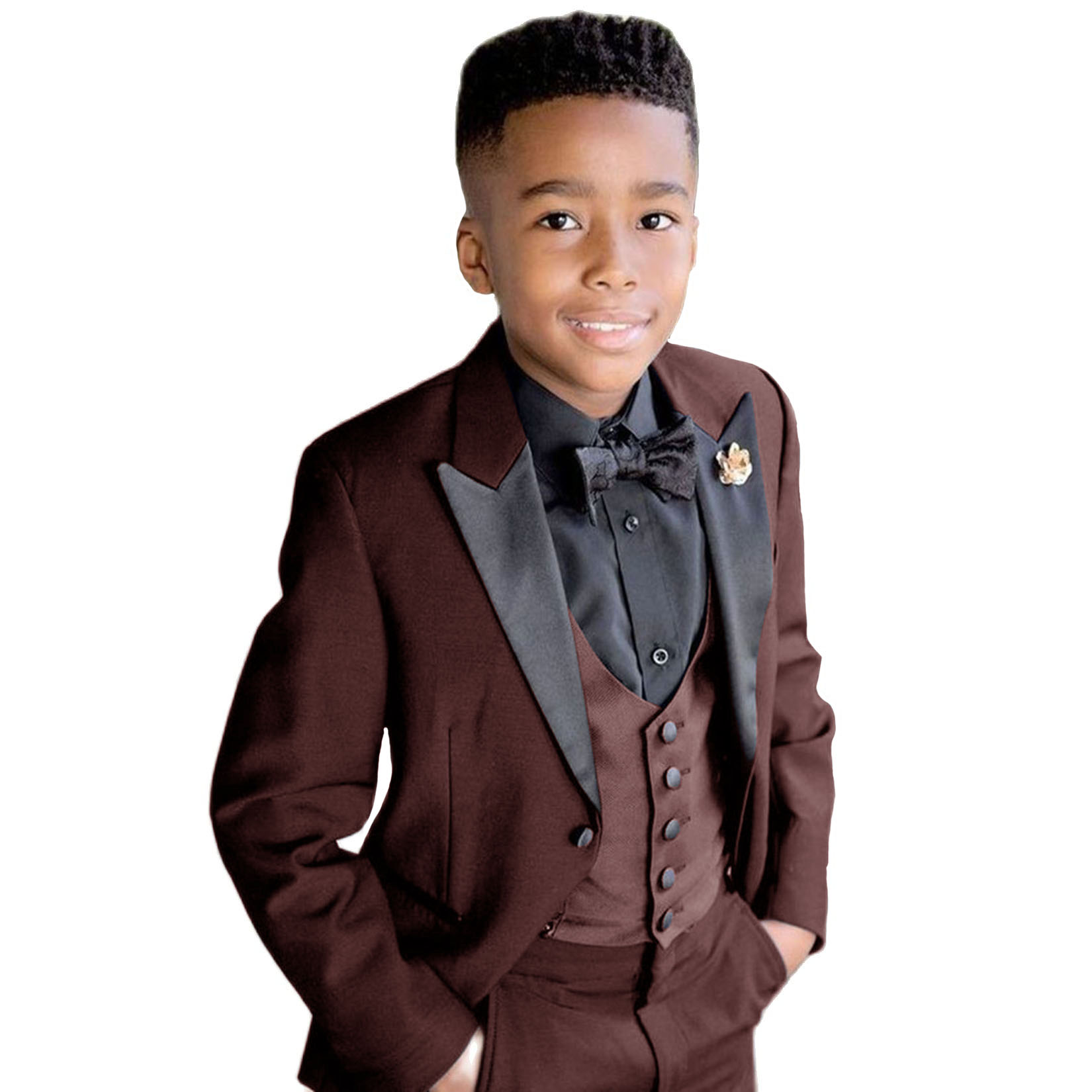 Boys Suit Wedding Jacket Pants Vest Three-piece Set Kids Shawl Collar Blazer 3-16 Years Old Custom Outfit
