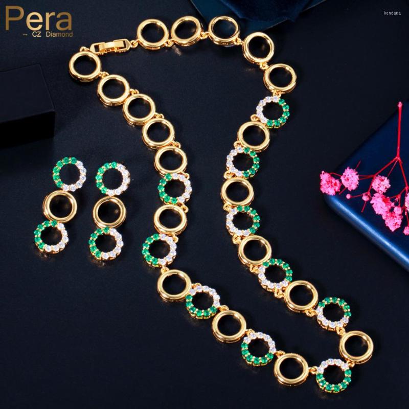 Necklace Earrings Set Pera Exclusive Design Gold Color Green CZ Crystal Banquet Jewelry Circles Link And Chocker Sets For Women J443, Picture shown
Necklace Earrings Set Pera Exclusive Design Gold Color Green CZ Crystal Banquet Jewelry Circles Link And Chocker Sets For Women J443, Picture shown