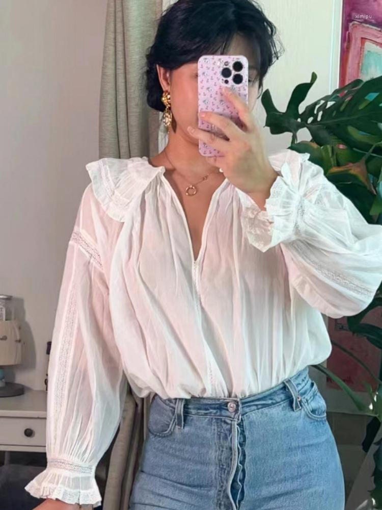Women' Blouses 2023 Autumn Winter Lightweight Lace Puffed Sleeves V-neck Loose Blouse Shirt Women, White
Women' Blouses 2023 Autumn Winter Lightweight Lace Puffed Sleeves V-neck Loose Blouse Shirt Women, White