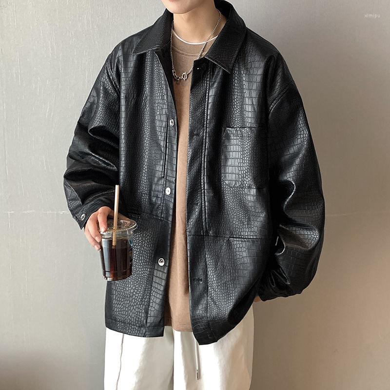Men's Jackets Black Leather Men Korean Streetwear Casual Man Outerwear Coats Autumn Winter Fashion Male Loose Windbreakers
Men's Jackets Black Leather Men Korean Streetwear Casual Man Outerwear Coats Autumn Winter Fashion Male Loose Windbreakers