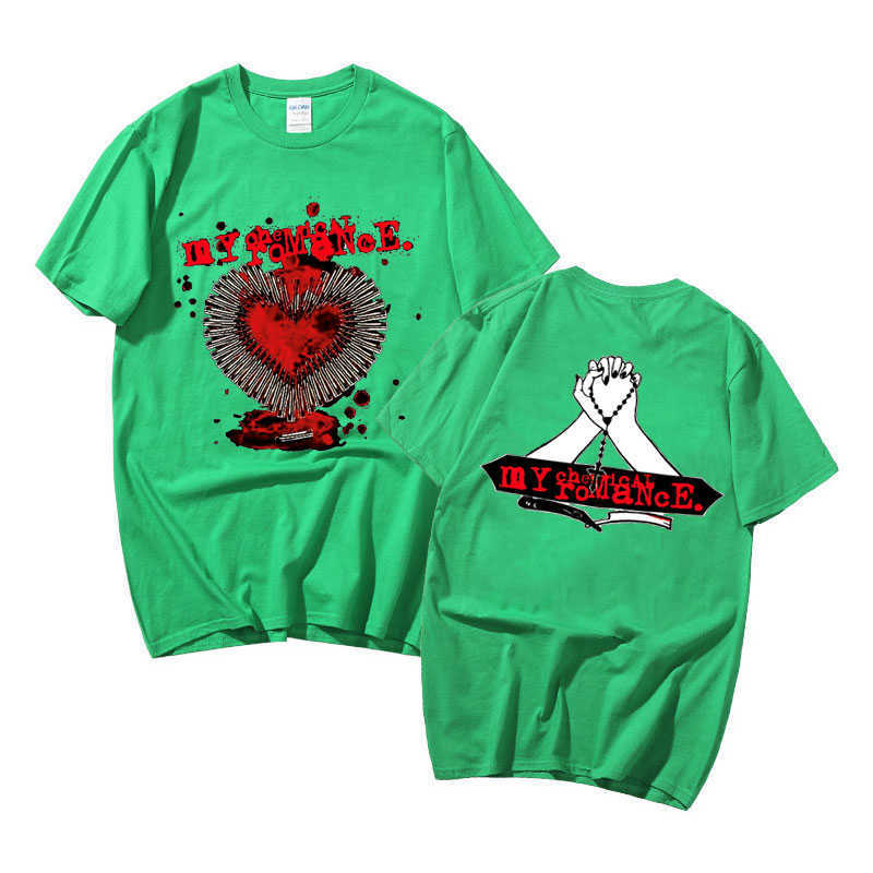 Men's T-Shirts Rock Band Male Black Casual Short Sleeve Tees My Chemical Romance Heart Bullets Tshirt Men Women Oversized Hip Hop Tshirt Tops J23