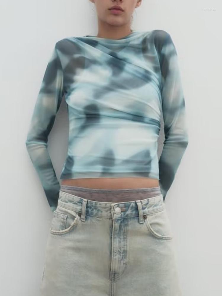 Women's Blouses TFMLN Women Tulle Printed Folds 2023 Spring Summer Causal Long Sleeve Thin Tops Pullover O-neck Short T-Shirts, Picture shown
Women's Blouses TFMLN Women Tulle Printed Folds 2023 Spring Summer Causal Long Sleeve Thin Tops Pullover O-neck Short T-Shirts, Picture shown