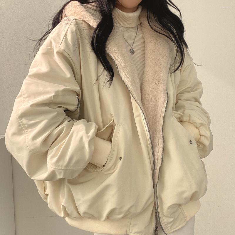 Women's Trench Coats Korean Style Loose Casual Women's Winter Jackets Fashion Hooded Velvet Thicken Warm Outerwear Double Side Wear Coat, Black
Women's Trench Coats Korean Style Loose Casual Women's Winter Jackets Fashion Hooded Velvet Thicken Warm Outerwear Double Side Wear Coat, Black