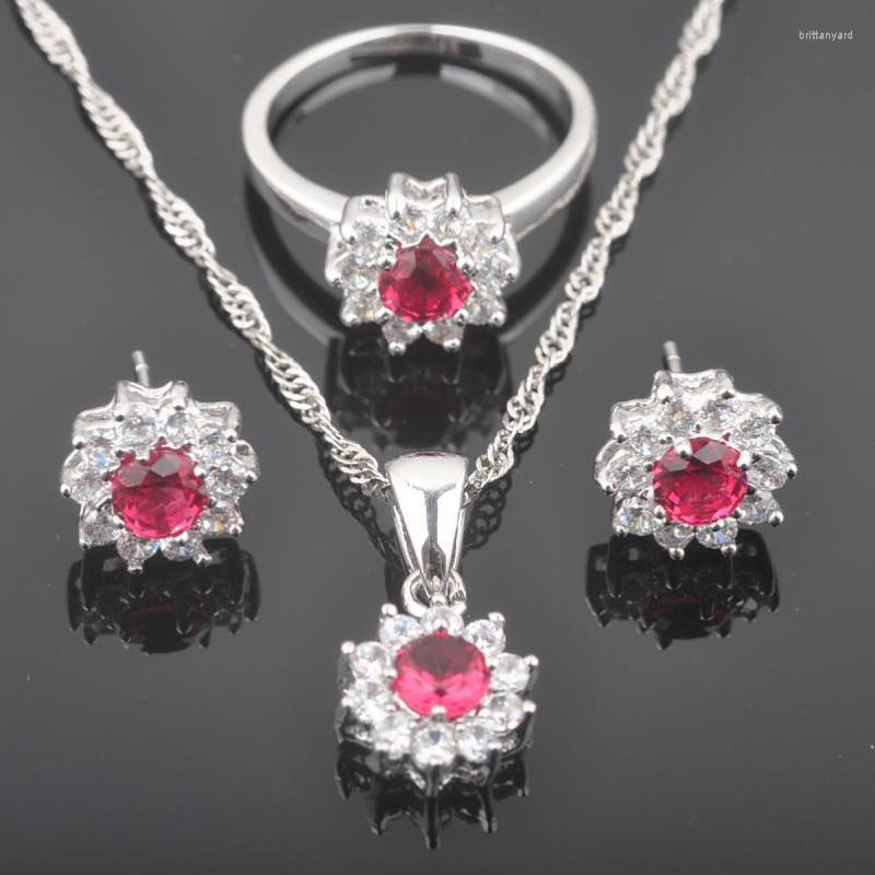 Necklace Earrings Set Fancy Red Zircon Women's Silver Color Earrings/Pendant/Necklace/Rings QZ0330, Picture shown 
Necklace Earrings Set Fancy Red Zircon Women's Silver Color Earrings/Pendant/Necklace/Rings QZ0330, Picture shown