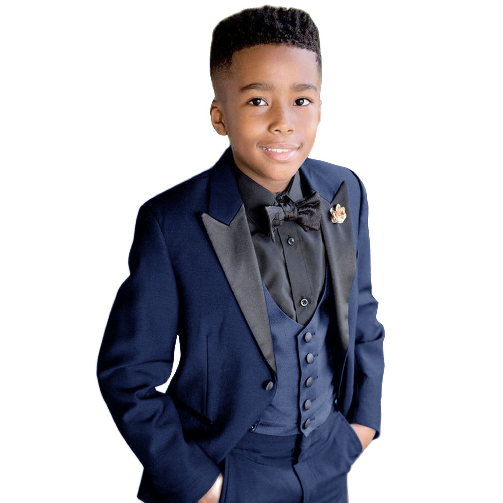 Boys Suit Wedding Jacket Pants Vest Three-piece Set Kids Shawl Collar Blazer 3-16 Years Old Custom Outfit