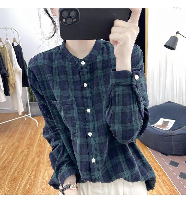 Women's Blouses Stand Collar Button Ladies Plaid Tops And Long Sleeve Office Work Spring Camisas Casual Cotton Shirts Female Clothes, Gray
Women's Blouses Stand Collar Button Ladies Plaid Tops And Long Sleeve Office Work Spring Camisas Casual Cotton Shirts Female Clothes, Gray