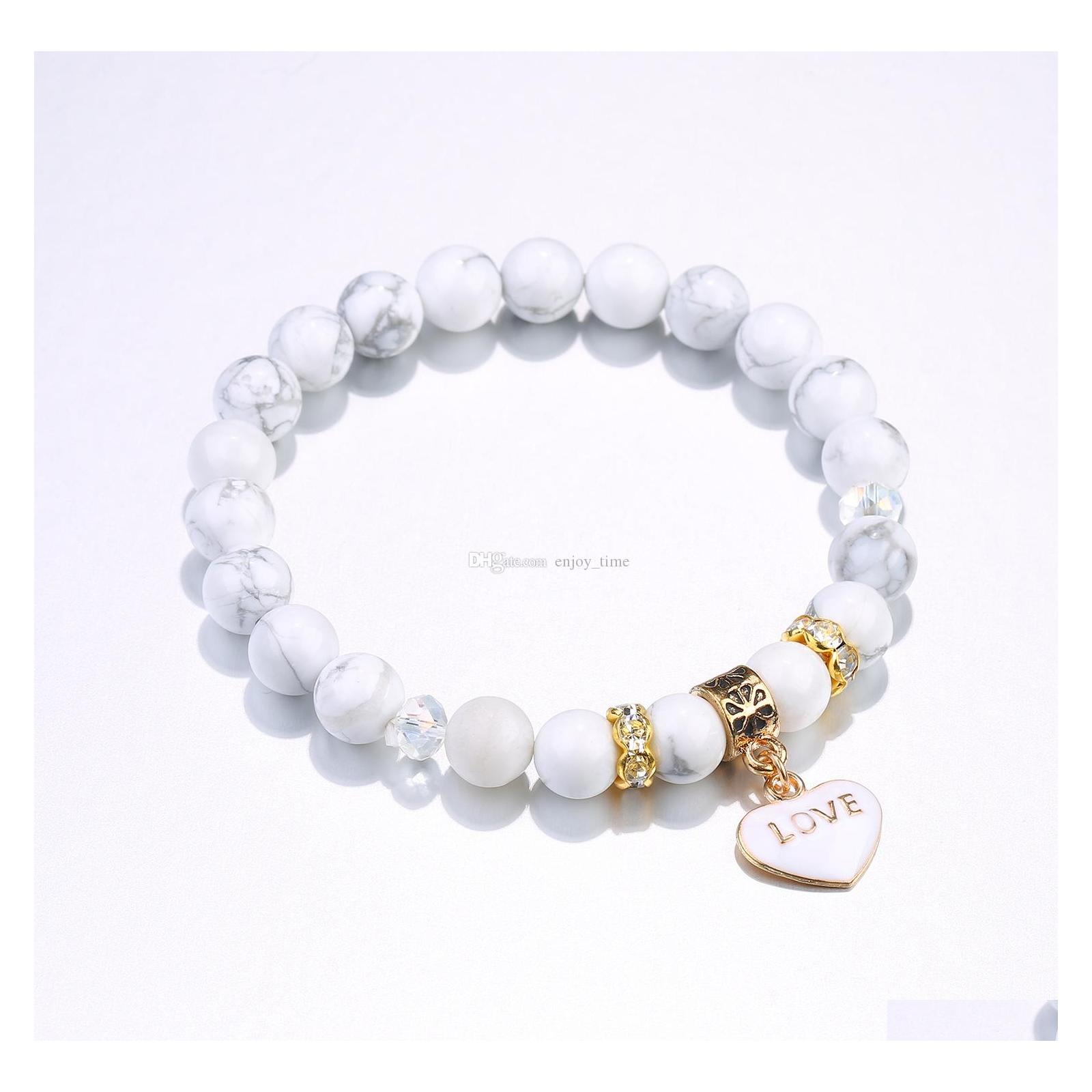 Charm Bracelets Fashion White Turquoise Natural Stone Bracelet Gold Plated Heart Love Bangles For Women Yoga Jewelry Drop Delivery Dhizo
Charm Bracelets Fashion White Turquoise Natural Stone Bracelet Gold Plated Heart Love Bangles For Women Yoga Jewelry Drop Delivery Dhizo