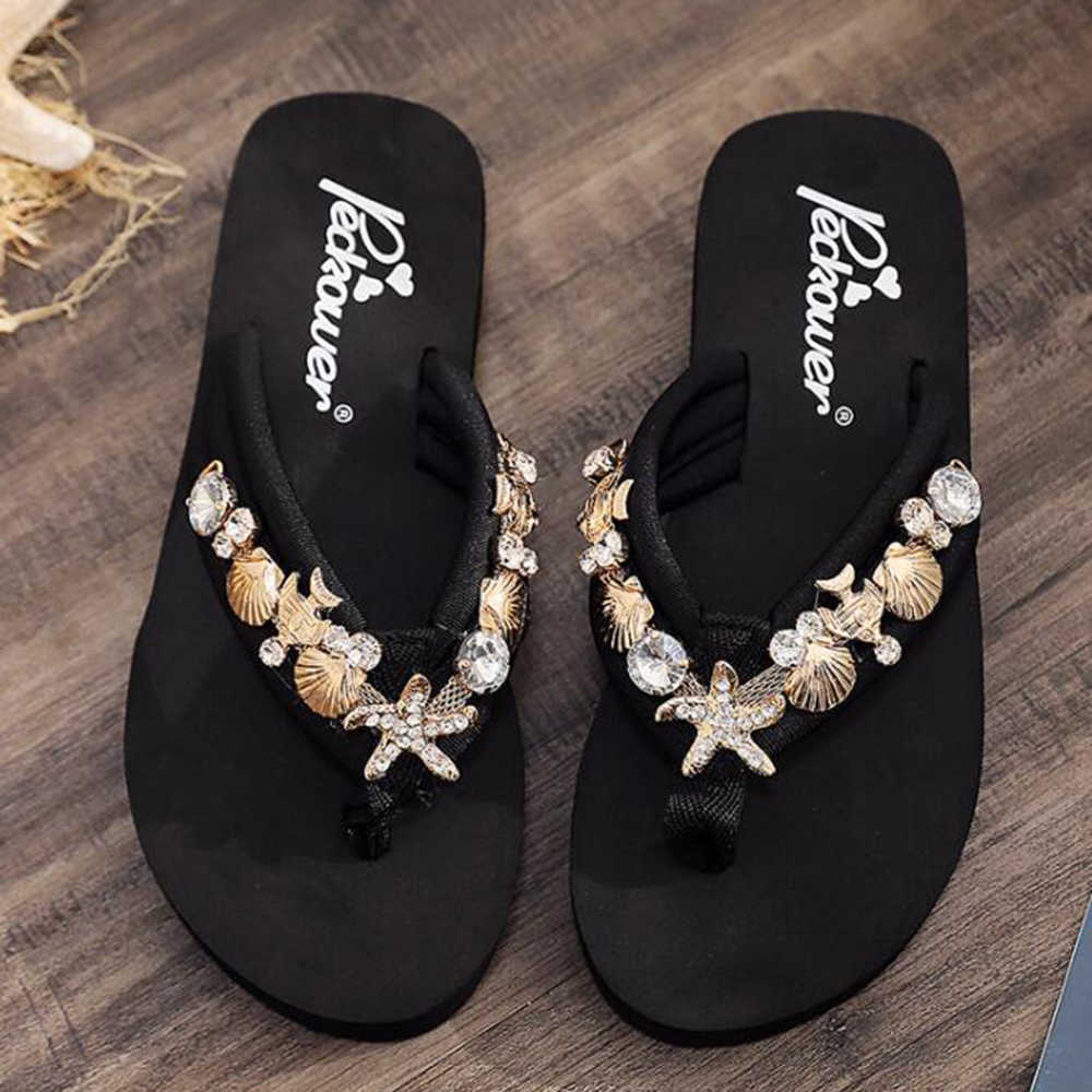 Slipper Children Beach Flip Flops Summer Outdoor Slippers Sandals Parent-child Fashion Metal decoration Slippers Girl Footwear sh273 W0217
