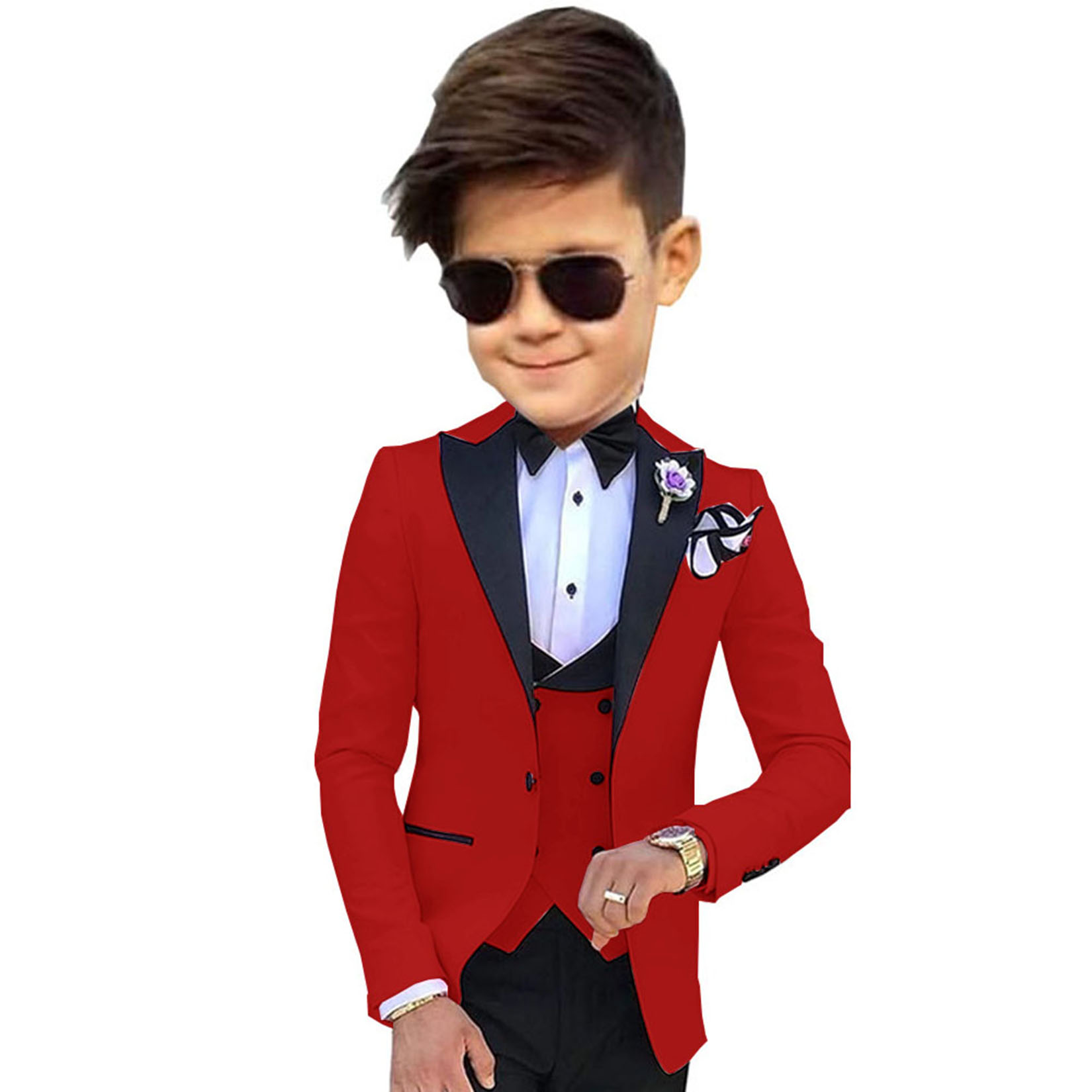 Formal Boys Suit Wedding Kids Tuxedo 3 Piece Jacket Pants Vest Set Child Blazer Custom Children Suits for 3-16 Years