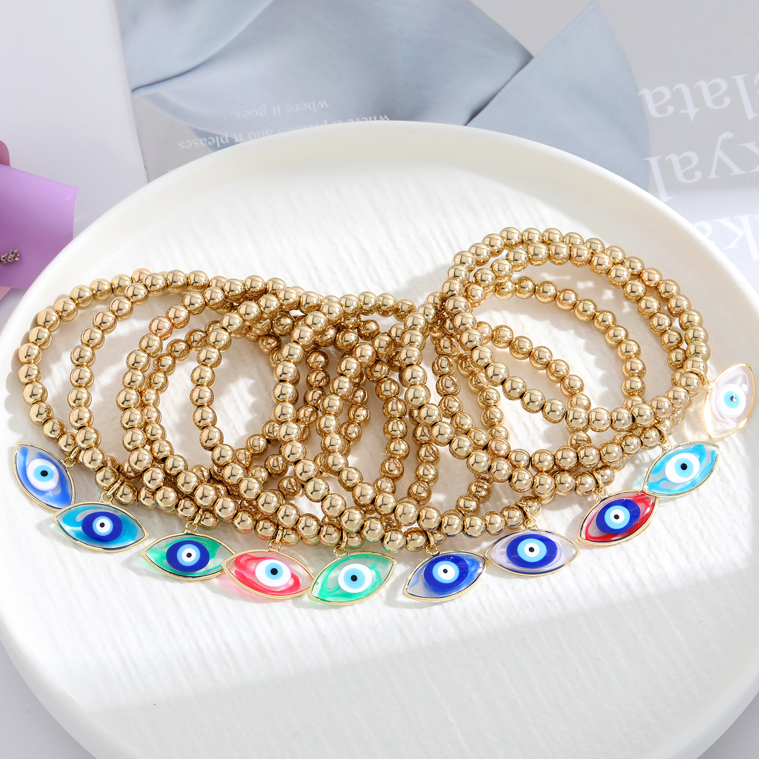 Turkey Oval Blue Evil Eye Charms Bracelet Women Handmade Gold Plated Beads Rope Chain Lucky Bracelets Girl Party Jewelry Gift Couple
Turkey Oval Blue Evil Eye Charms Bracelet Women Handmade Gold Plated Beads Rope Chain Lucky Bracelets Girl Party Jewelry Gift Couple