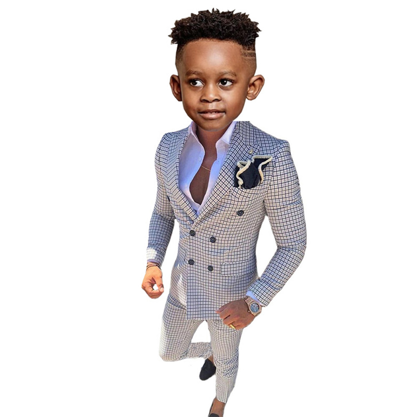 Formal Boy's Suit Wedding Wear Kids Jacket Pants 2-piece Set Child Suits Fashion Double Breasted Blazer Children Tuxedo Clothes