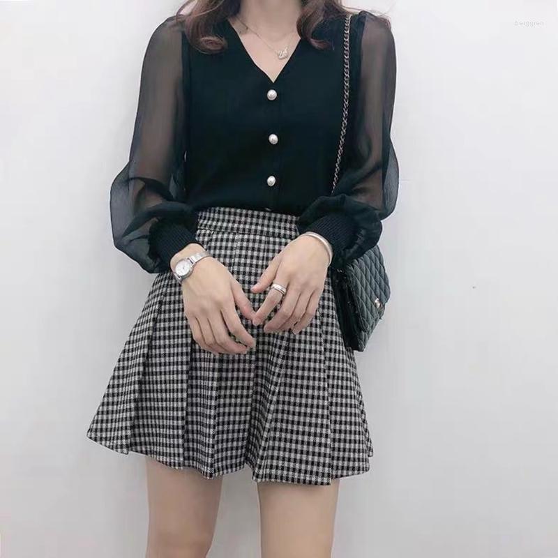 Women' Blouses Women' Spring Autumn Style Chiffon Shirt Knitted Button Long Sleeve Solid Color Lace Patchwork Tops, White
Women' Blouses Women' Spring Autumn Style Chiffon Shirt Knitted Button Long Sleeve Solid Color Lace Patchwork Tops, White