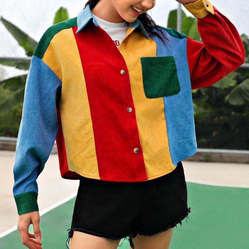 Women's Jackets Women Fashion Corduroy Four Color Splicing Casual Loose Contrast Coat, Camouflage
Women's Jackets Women Fashion Corduroy Four Color Splicing Casual Loose Contrast Coat, Camouflage