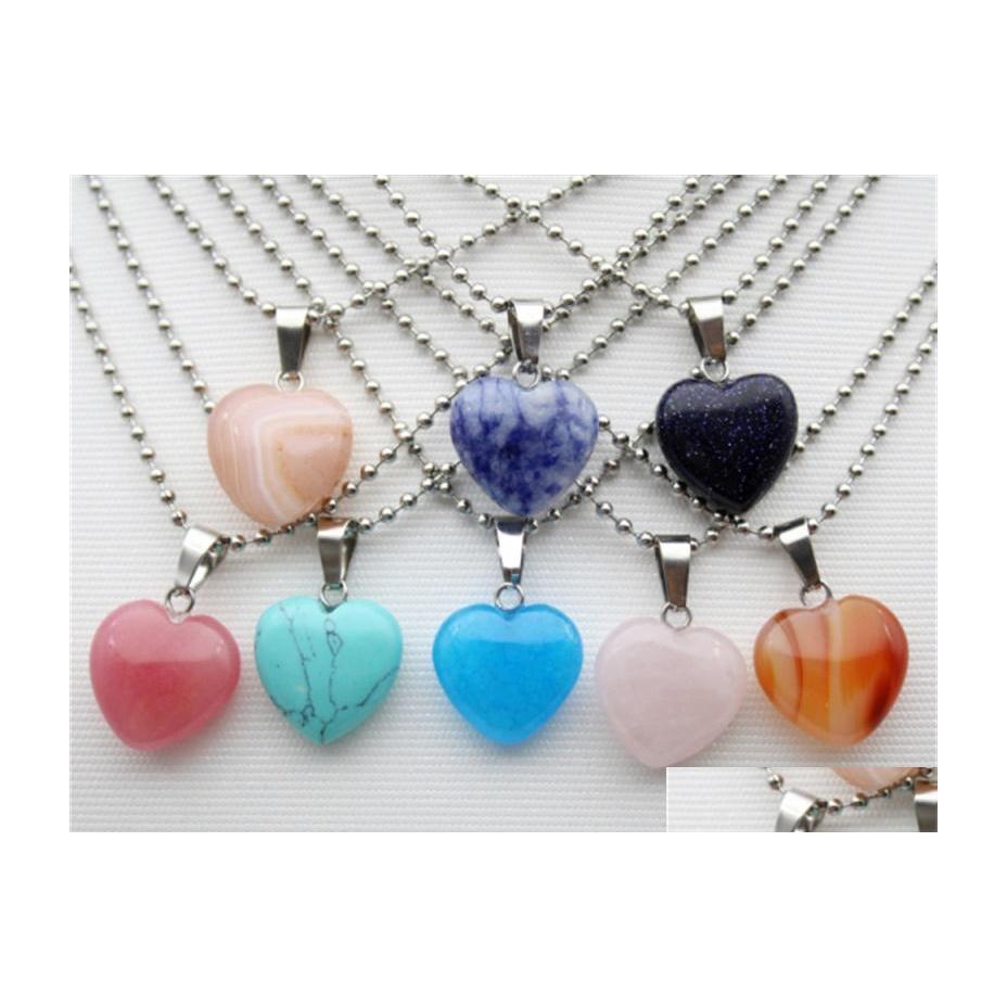 Pendant Necklaces Stainless Chain Natural Stone Love Heart Pink Quartz Crystal Agates Turquoises Malachite Necklace Drop Delivery Je Dh7Uw
Pendant Necklaces Stainless Chain Natural Stone Love Heart Pink Quartz Crystal Agates Turquoises Malachite Necklace Drop Delivery Je Dh7Uw