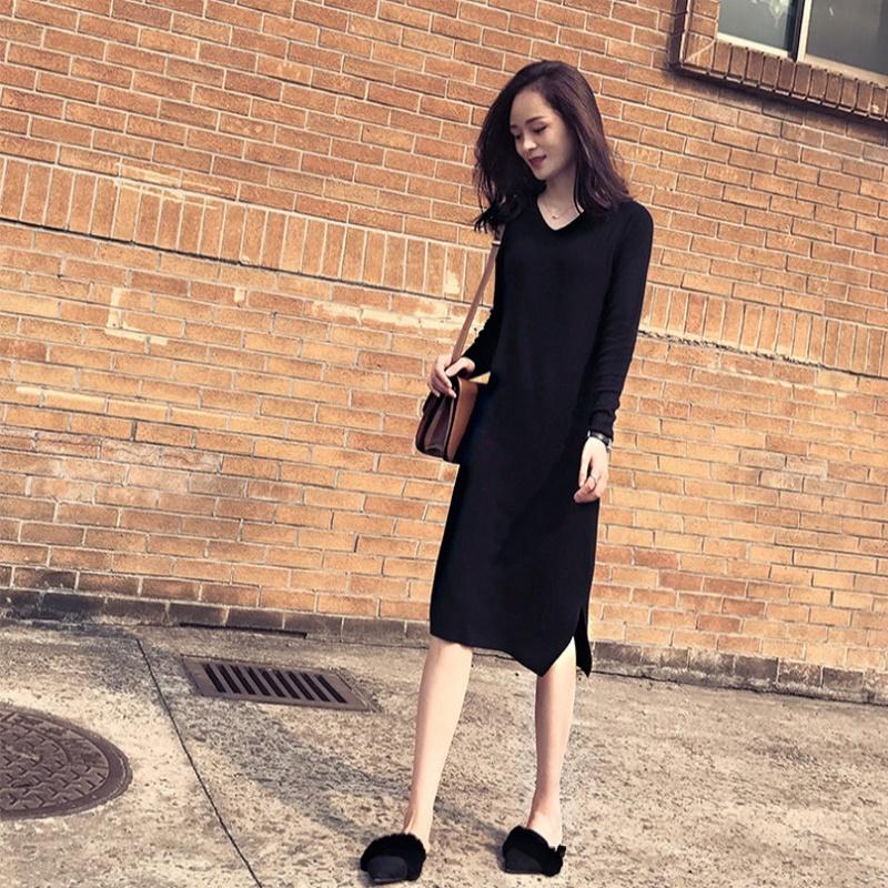 Casual Dresses Sexy Women Maxi Dress V-neck Long Sweater Slim Hem Split Knit Autumn And WinterCasual, Black
Casual Dresses Sexy Women Maxi Dress V-neck Long Sweater Slim Hem Split Knit Autumn And WinterCasual, Black