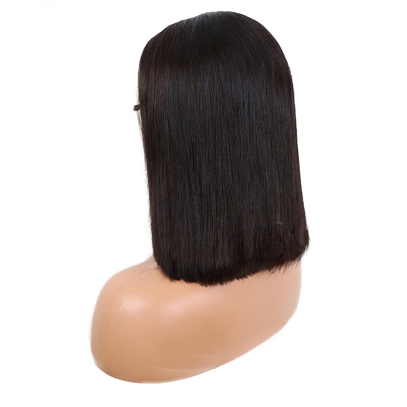 150% Density Indian Raw Virgin Human Hair Products HD 13*4 Lace Front Bob Wig Silky Straight 10-18inch Natural Color