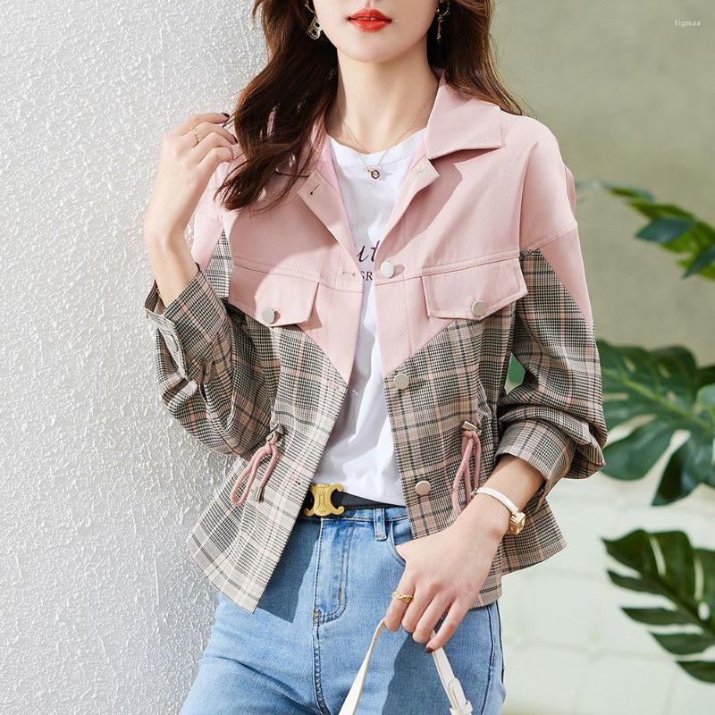 Women' Jackets 2023 Spring Pink Ladies Outerwear Fashion Lapel Plaid Stitching Contrast Color All-match Casual Autumn Short Women
Women' Jackets 2023 Spring Pink Ladies Outerwear Fashion Lapel Plaid Stitching Contrast Color All-match Casual Autumn Short Women