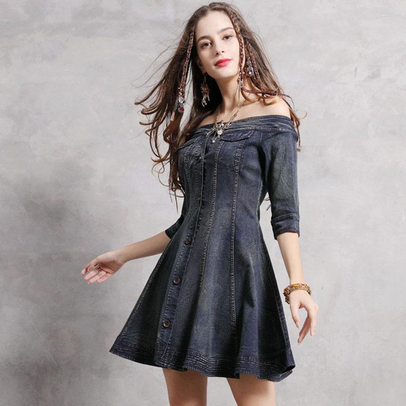 Party Dresses Summer Spring Woman Ladies Slash Neck Half Sleeve Slim Denim Dress Stylish 2023 Vintage Womens Female Ruffles Jeans, Picture shown
Party Dresses Summer Spring Woman Ladies Slash Neck Half Sleeve Slim Denim Dress Stylish 2023 Vintage Womens Female Ruffles Jeans, Picture shown