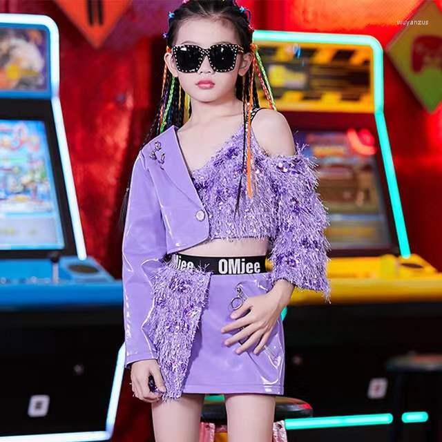 Stage Wear Purple Tassel Set Girls Jazz Performance Clothing Children Modern Dancing Outfit Kids Hip Hop Dance Costumes, Beige
Stage Wear Purple Tassel Set Girls Jazz Performance Clothing Children Modern Dancing Outfit Kids Hip Hop Dance Costumes, Beige