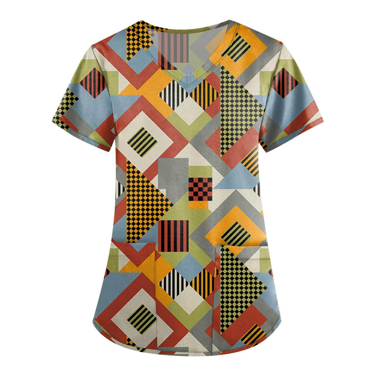 European and American women' digital print multi-color V-neck short-sleeved workwear women' pullover short sleeves
European and American women' digital print multi-color V-neck short-sleeved workwear women' pullover short sleeves