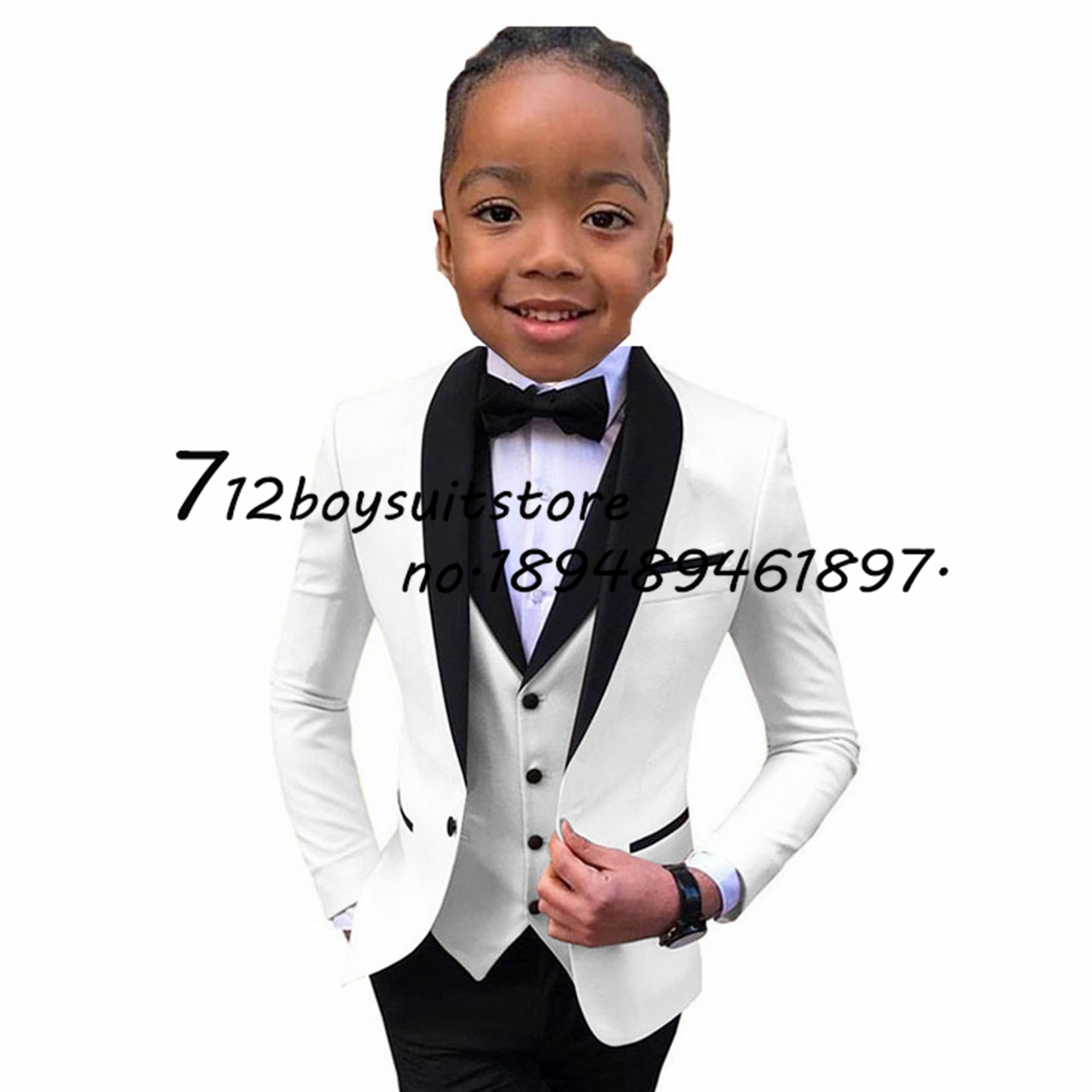 Formal Boys Suit 3 Pieces Wedding Tuxedo Kids Jacket Pants Vest Set Fashion Blazer Child Slim Fit Complete Clothes