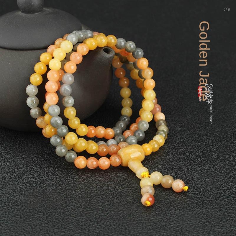 Strand 108 Pcs Of Golden Jade Multi-ring Bracelet Gobi Color Beads Women's 6mm Round Necklace Jewelry Gift
Strand 108 Pcs Of Golden Jade Multi-ring Bracelet Gobi Color Beads Women's 6mm Round Necklace Jewelry Gift