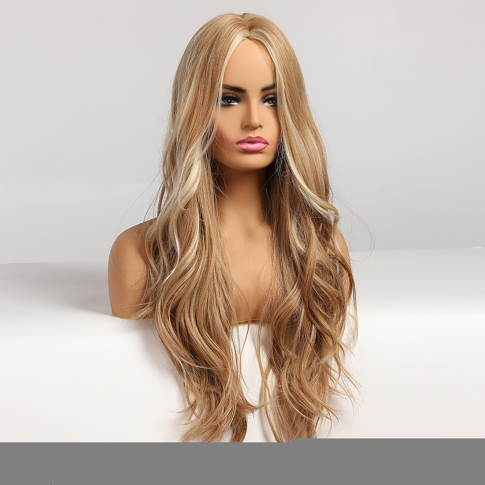 Synthetic Wigs EASIHAIR Long Blonde Ombre for Women Wig Middle Part High Density Temperature Wavy Cosplay Heat Resistant 230217