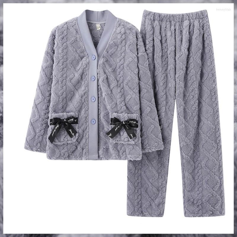 Women's Sleepwear 2023 Winter Flannel Warm 2PCS Pajama Sets Ladies Cute Bow V-Neck Cardigan&Pant Nightwear Loose Thicken Homewear -3XL, Black
Women's Sleepwear 2023 Winter Flannel Warm 2PCS Pajama Sets Ladies Cute Bow V-Neck Cardigan&Pant Nightwear Loose Thicken Homewear -3XL, Black