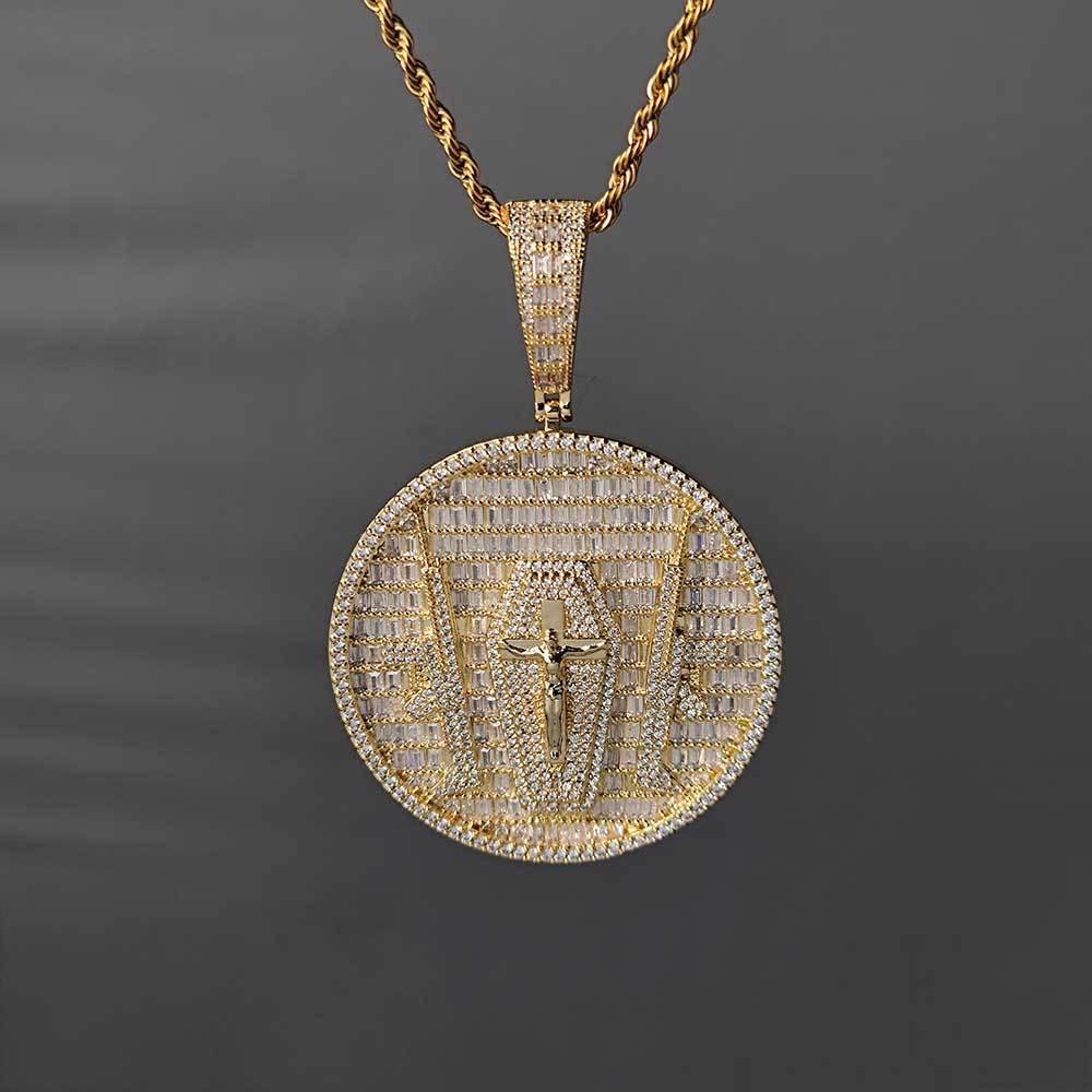 Hip Hop Jesus Cross Pattern Pendants Necklace Bling CZ Diamonds Religious Jewelry