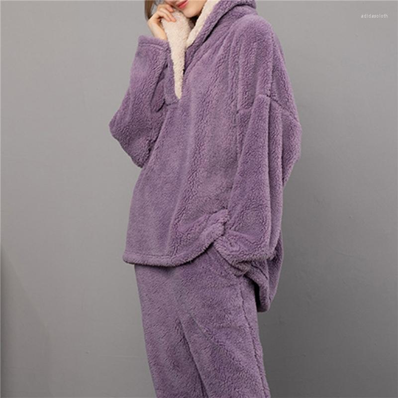 Women's Sleepwear Hooded Autumn Winter Pajamas Set Women Loungewear Fleece Home Suits Homewear Ladies Warm Plush, Purple
Women's Sleepwear Hooded Autumn Winter Pajamas Set Women Loungewear Fleece Home Suits Homewear Ladies Warm Plush, Purple